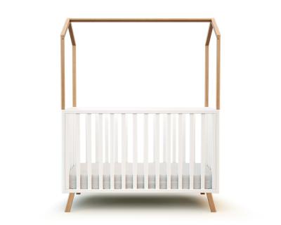 AT4  - Lit B&eacute;b&eacute; 60x120 Confort Blanc et H&ecirc;tre Verni