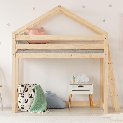 BABYKARE Lit cabane mi-hauteur 70x140 sommier inclus alix - bois