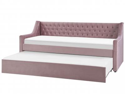 BELIANI Lit gigogne en velours rose 90 x 200 cm montargis 253062