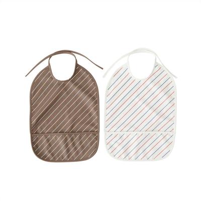 OYOY MINI Lot de 2 bavoirs blanc en polyester recycl&eacute; h37x27 cm