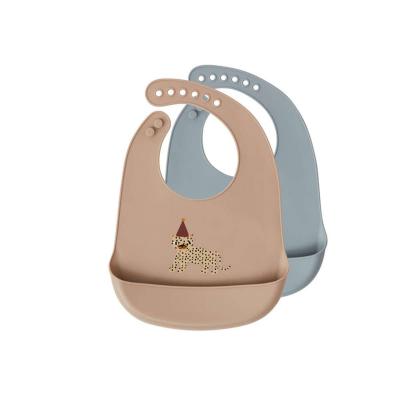 OYOY MINI OYOY Living Design Lot de 2 bavoirs l&eacute;opard rose en silicone h31x23cm
