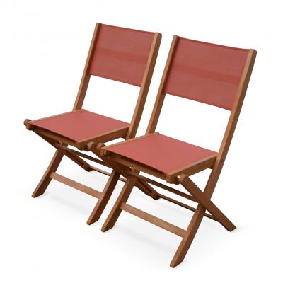 SWEEEK Lot de 2 chaises de jardin en bois terracotta