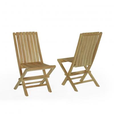 TECK ATTITUDE Chaises de jardin pliantes en teck karimun (lot de 2) - Naturel