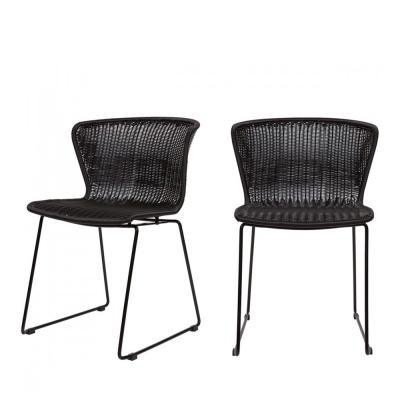 Lot de 2 chaises indoor/outdoor rotin tress&eacute; Wings Couleur Noir