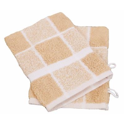LINANDELLE Lot de 2 gants de toilette coton carreaux celeste