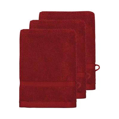 SENSEI MAISON Lot de 3 gants de toilette 600 g/m&sup2; cardinal 16x22 cm