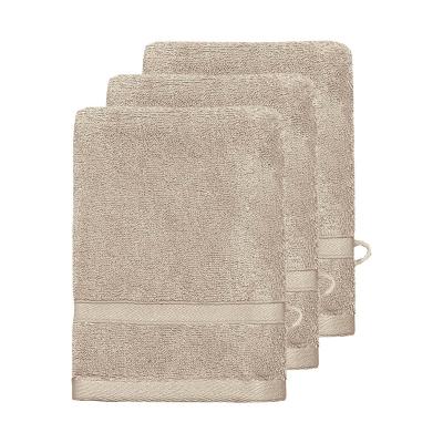 SENSEI MAISON Lot de 3 gants de toilette 600 g/m&sup2; sable 16x22 cm