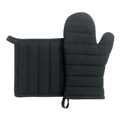 WINKLER Lot gant/manique recycl&eacute; en coton noir 15 x 30 cm