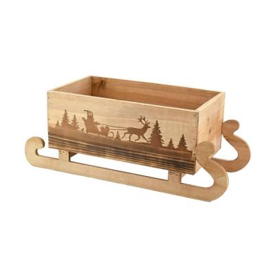 AUBRY GASPARD  - Luge en bois avec d&eacute;cor de No&euml;l