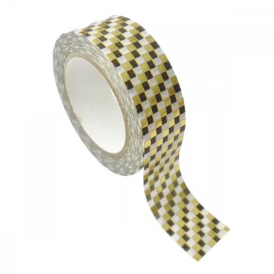 GRAINE CREATIVE ON A TOUS DU TALENT Masking Tape bleu 1,5 cm x 10 m - Damier - dor&eacute;