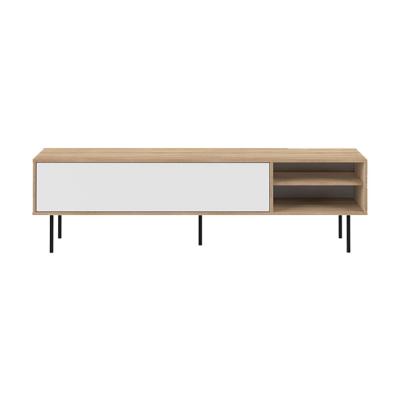 TEMAHOME Meuble TV effet bois ch&ecirc;ne naturel et blanc