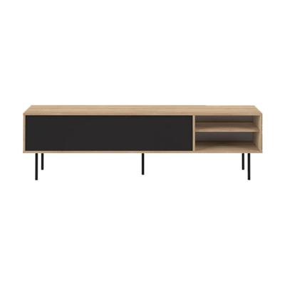 TEMAHOME Meuble TV effet bois ch&ecirc;ne naturel et noir