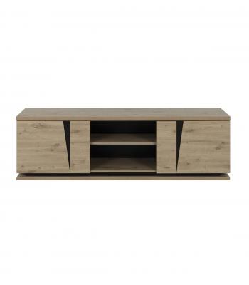 GAMI Meuble tv 2 portes 181x45x54 cm d&eacute;cor ch&ecirc;ne et noir - priya