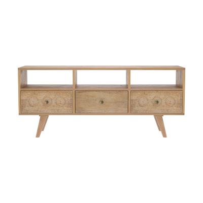 RENDEZ VOUS DECO Meuble TV en bois de manguier grav&eacute; 140 cm
