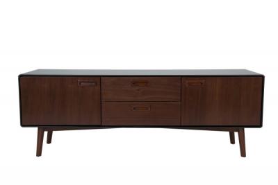 DUTCHBONE Buffet 2 portes 2 tiroirs 150x39,8x53 cm d&eacute;cor noyer et noir