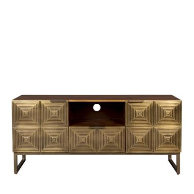 DUTCHBONE VOLAN - Meuble TV en bois plaqu&eacute; laiton