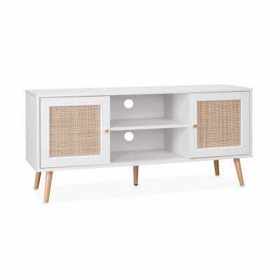 SWEEEK Meuble tv en cannage 120x39x56.5cm blanc