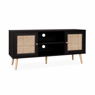 SWEEEK Meuble tv en cannage 120x39x56.5cm noir