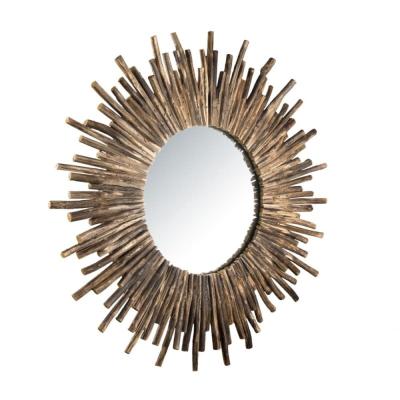 MACABANE  LALY - Miroir rond marron 90x90cm soleil branches bois teck