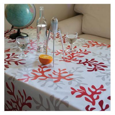 FLEUR DE SOLEIL Nappe en coton enduit rouge rectangle 160 x 240 cm