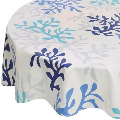 FLEUR DE SOLEIL Nappe enduite bleue ronde diam 160 cm