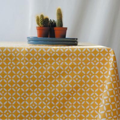 FLEUR DE SOLEIL Nappe enduite jaune ronde diam 160 cm