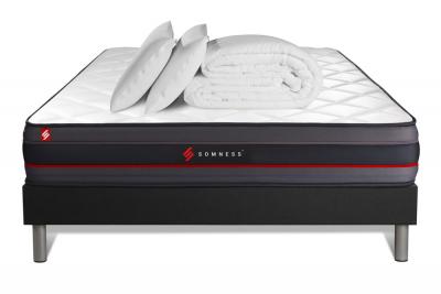 SOMNESS Matelas + sommier 180x200 + couette + 2 oreillers Regen