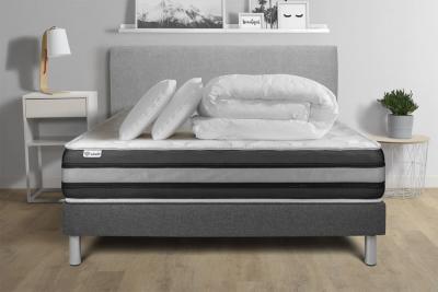 VITALIT Pack Ressorts et M&eacute;moire de forme[ 200x200cm kit Gris