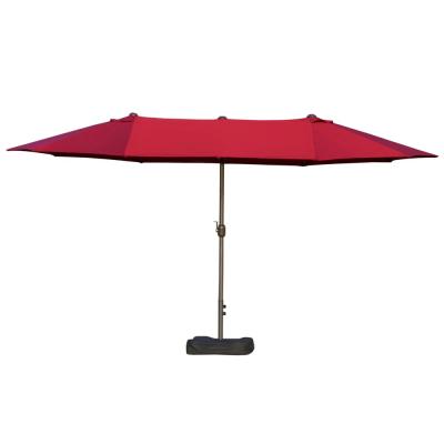 OUTSUNNY Parasol de jardin XXL pied contrepoids inclus acier polyester bordeaux