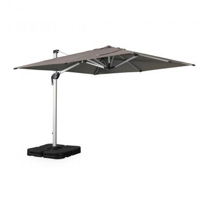 ALICE S GARDEN Parasol d&eacute;port&eacute; en aluminium et toile en agora taupe 3x3m