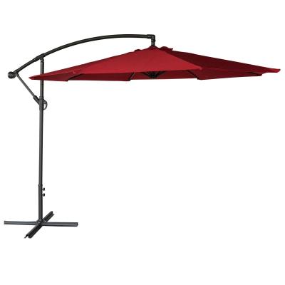 HAPPY GARDEN Parasol d&eacute;port&eacute; OAHU rond 3m de diam&egrave;tre rouge