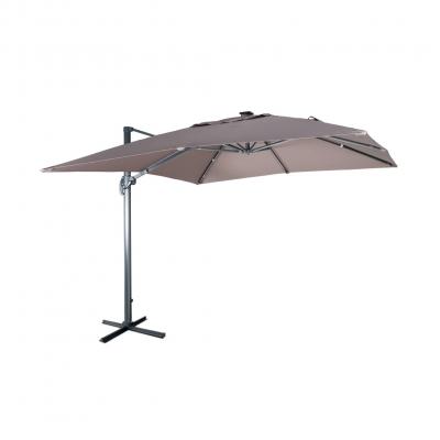 SWEEEK Parasol d&eacute;port&eacute; solaire led 3x3m taupe + housse