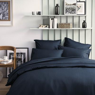 ESSIX Parure de lit unie en satin de coton taies rectangles GRAND HOTEL -  - 140 x 200 cm - Bleu marine 