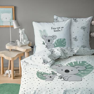 MATT & ROSE Parure de lit imprim&eacute;e en coton Ecru 140x200+63x63cm