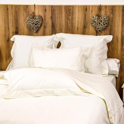 LINANDELLE Parure housse de couette percale 200 fils en coton ivoire 220x240 cm