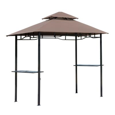 HOMCOM Pavillon abri tonnelle de jardin pour barbecue chocolat