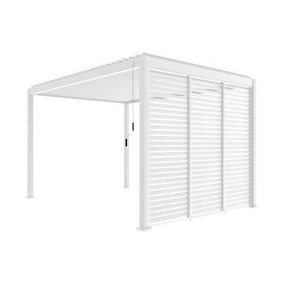 SWEEEK Pergola bioclimatique aluminium 4x3m, 3 persiennes 100cm blanc