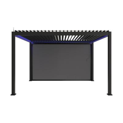 SWEEEK Pergola bioclimatique &eacute;lectrique 3x4m aluminium &agrave; lames orientables avec &eacute;clairage LED + store 4m 