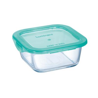 LUMINARC Petite boite de conservation carr&eacute;e + couvercle lagoon 38cl