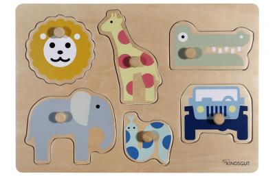 KINDSGUT Plug-in puzzle Safari en bois multicolore - 