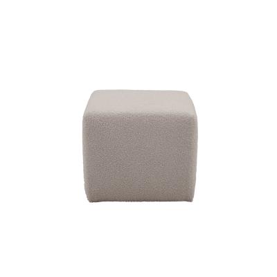 CAMIF Pouf bouclette carr&eacute; Ome 25 jours Gris Clair