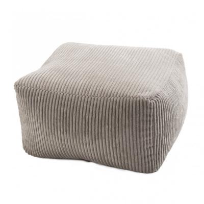 MACABANE  ALBANE - Pouf carr&eacute; 57x57cm tissu velours c&ocirc;tel&eacute; gris perle