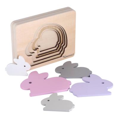 KINDSGUT Puzzle animaux lapin en bois multicolore - 