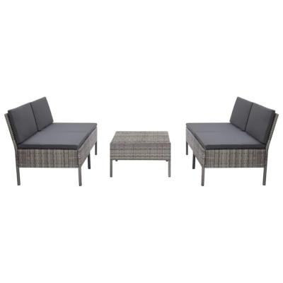 VIDAXL  - Salon de jardin 5 pcs avec coussins R&eacute;sine tress&eacute;e Gris Grey