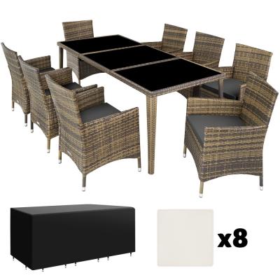 TECTAKE Salon de jardin MONACO 8 places avec 2 sets de housses + housse de protection