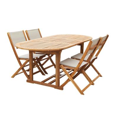 BERAH GETAH Salon de jardin en acacia massif et textil&egrave;ne gris 4 pers. - Marron