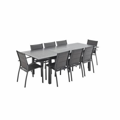 SWEEEK Salon de jardin en aluminium 8 places anthracite/gris