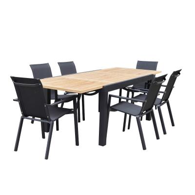BERAH GETAH Salon de jardin extensible en aluminium et teck 6/10 places BALITECK