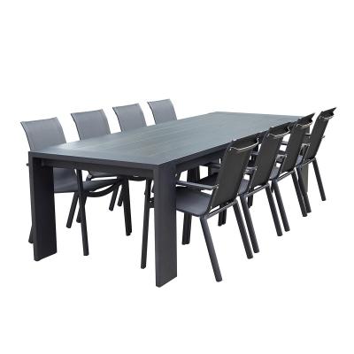 BERAH GETAH IBIZA Salon de jardin en aluminium et textil&egrave;ne noir 8 pers.