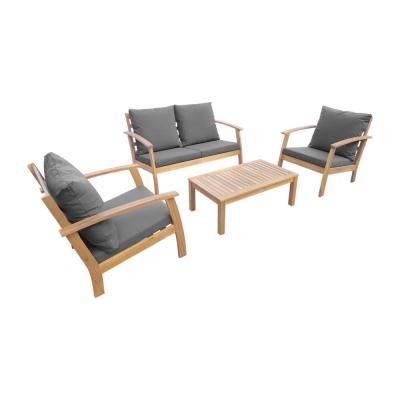 SWEEEK Salon de jardin en bois 4 places gris
